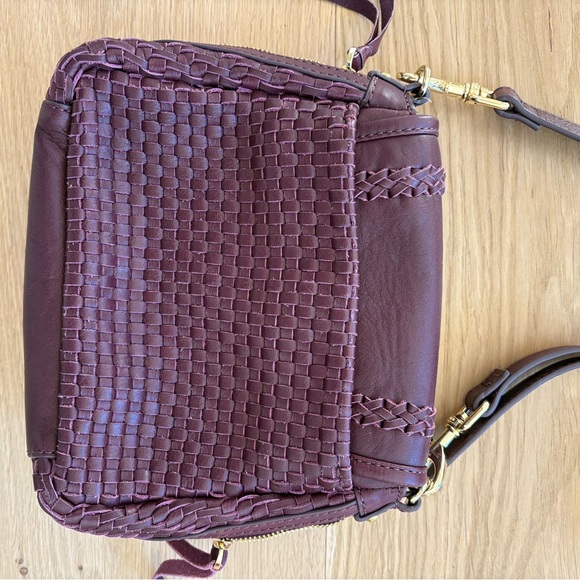 Aimee Kestenberg All For Love Mini Woven Leather Crossbody, True Plum, like new - Picture 8 of 12